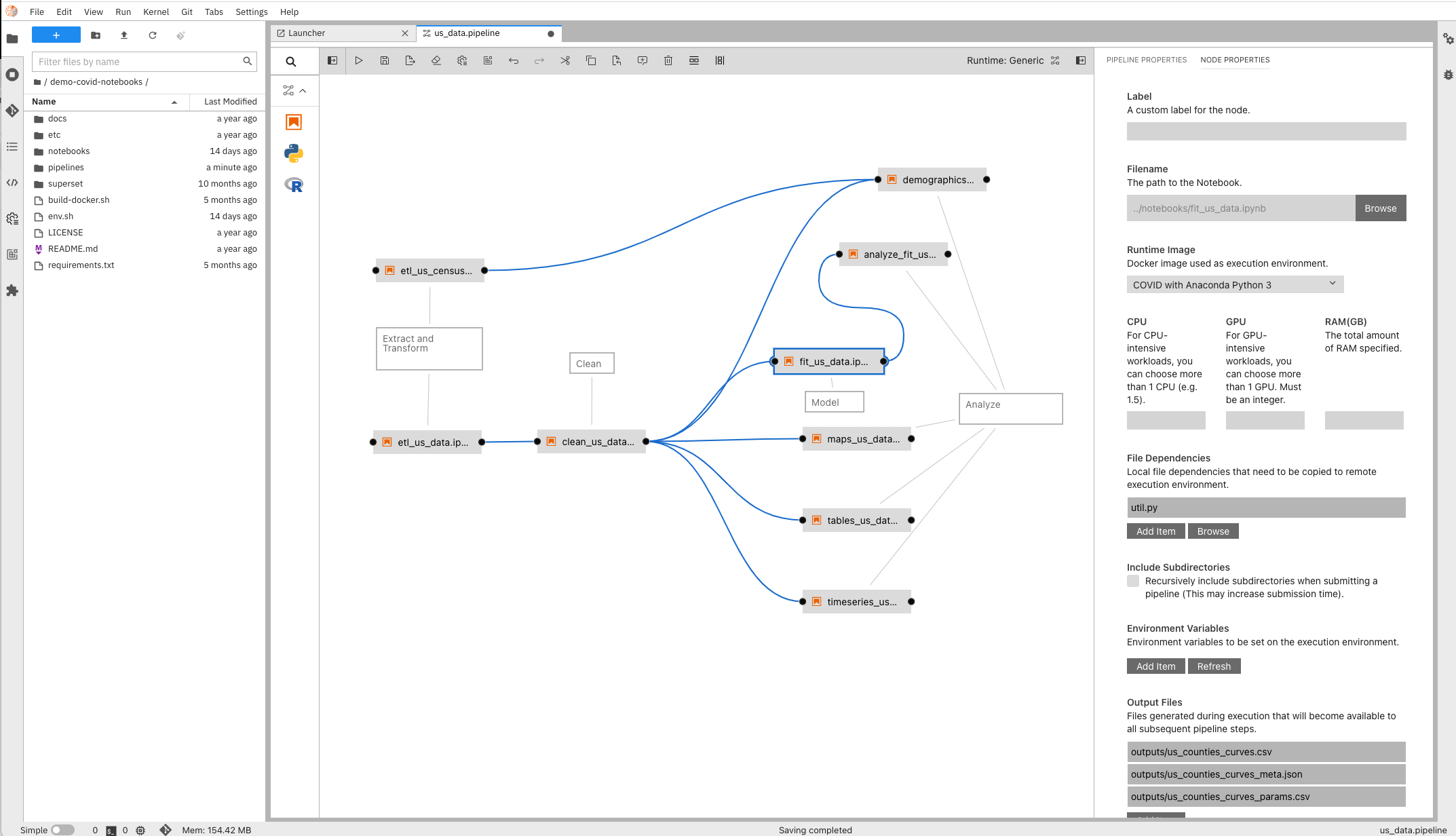 An example of a Pipeline created with Elyra